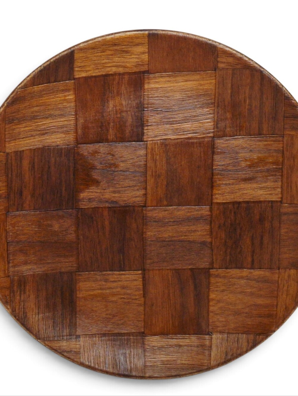 Weavewood Vintage Salad Plate MCM Walnut Parquet Woodenware Dinnerware USA